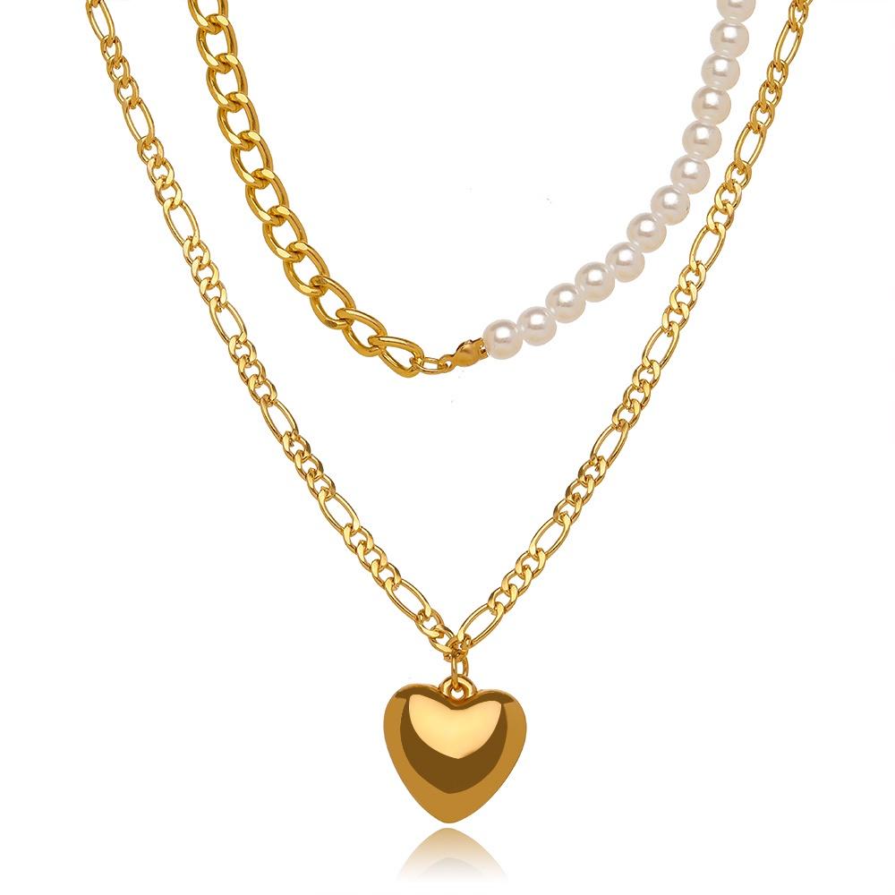 iF ME Fashion Butterfly Lock Heart Pendant Necklace Retro Multilayer Gold Silver Chain Choker for Women Accessories Jewelry