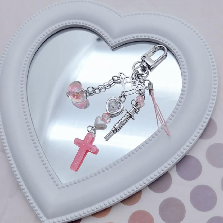 Cross Bowknot Angel Wing Charm Pendant Hanging Decoration for Keys Bag Purse