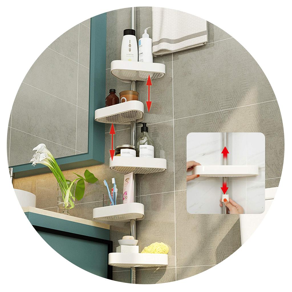 Bathroom Storage Corner 5 Tension Bathroom Tension Expandable Shampoo Height Adjustable Bath Japanese Instruction Manual Included Rack, Rack, Tier,