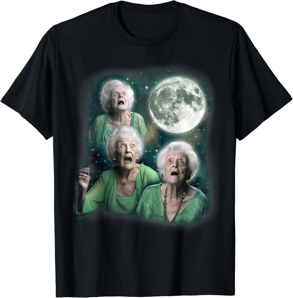 

Three Granny Moon | 3 Old Ladys Howling Weird Cursed Meme T-Shirt Unisex T-Shirt XXL