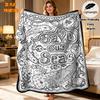 1pc Flannel Throw Blanket Suitable for - Use with Marine Life Coloring Pages - DIY Coloring Book Bedspread, Soft Skin-Friendly Bedding for &, for Home