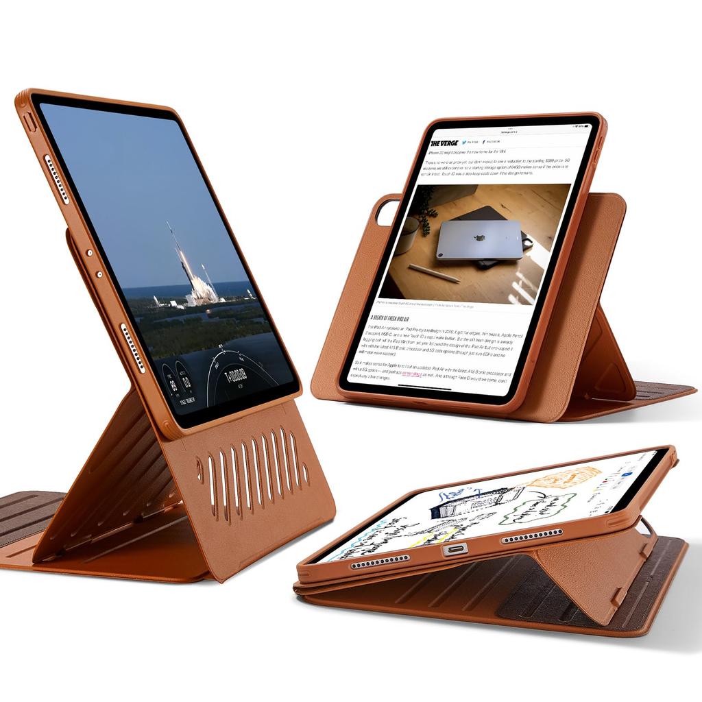 ESR iPad Pro Case Exclusive Rotating Case with Removable Magnetic 9 Adjustable Angle Rugged Shift Brown 12.9 (2022/2021, 6th/5th Generation) Cover,