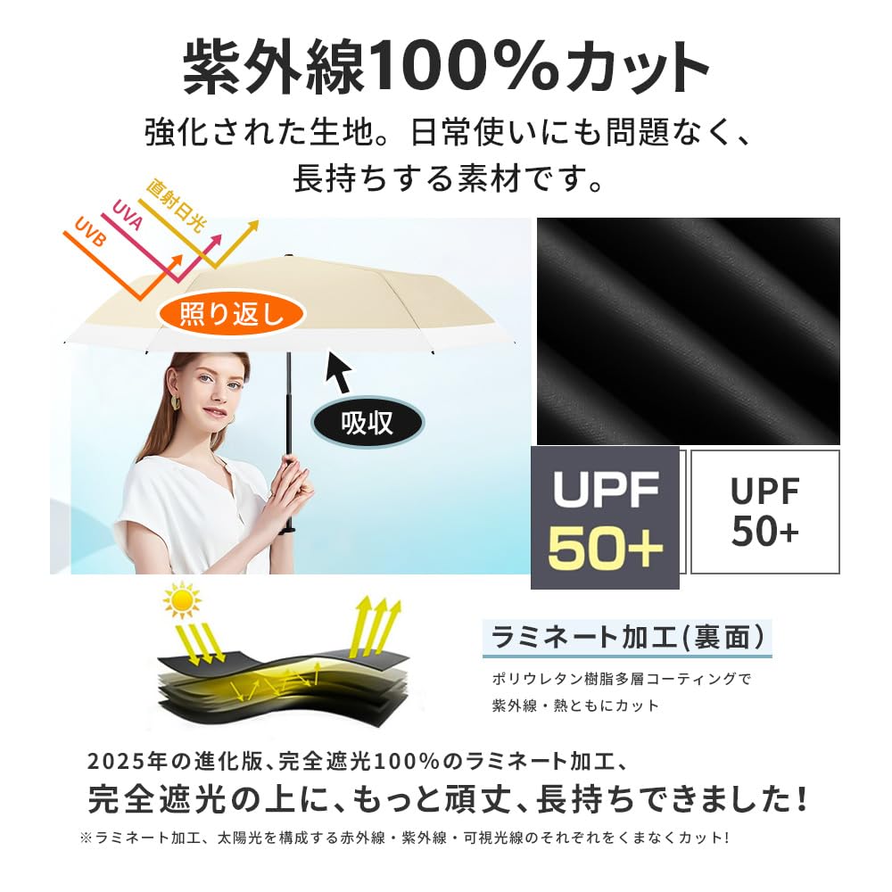 UV Folding Complete Light Heat Black Highly Large 89cm Suitable for Rain or Heatstroke with Storage Gift for Birthday 100% Protection, Parasol,