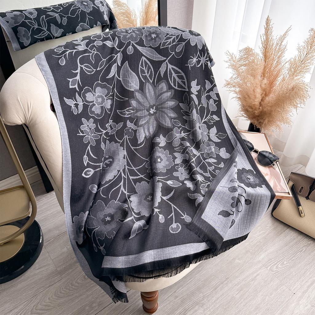 Girly Style Contrasting Colors Spring And Summer Double-Sided Tencel Cotton Scarf Winter High-End Warm Shawl Thin