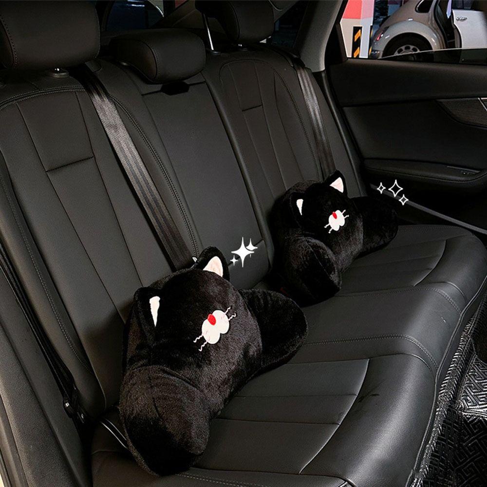 Comfortable Car Seat Decoration Black Plush Seat Cushion Cat Car Headrest Seat Cushion Front