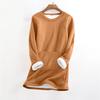 Women's Fashionable Solid Color Round Neck Long Sleeved Plush Warm Pullover Top