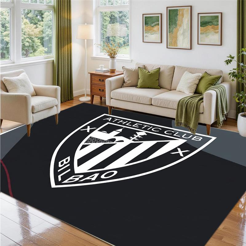 Athletic Bilbao Football Design Crystal Velvet Rug Soft Decorative Mat for Bedroom Entrance