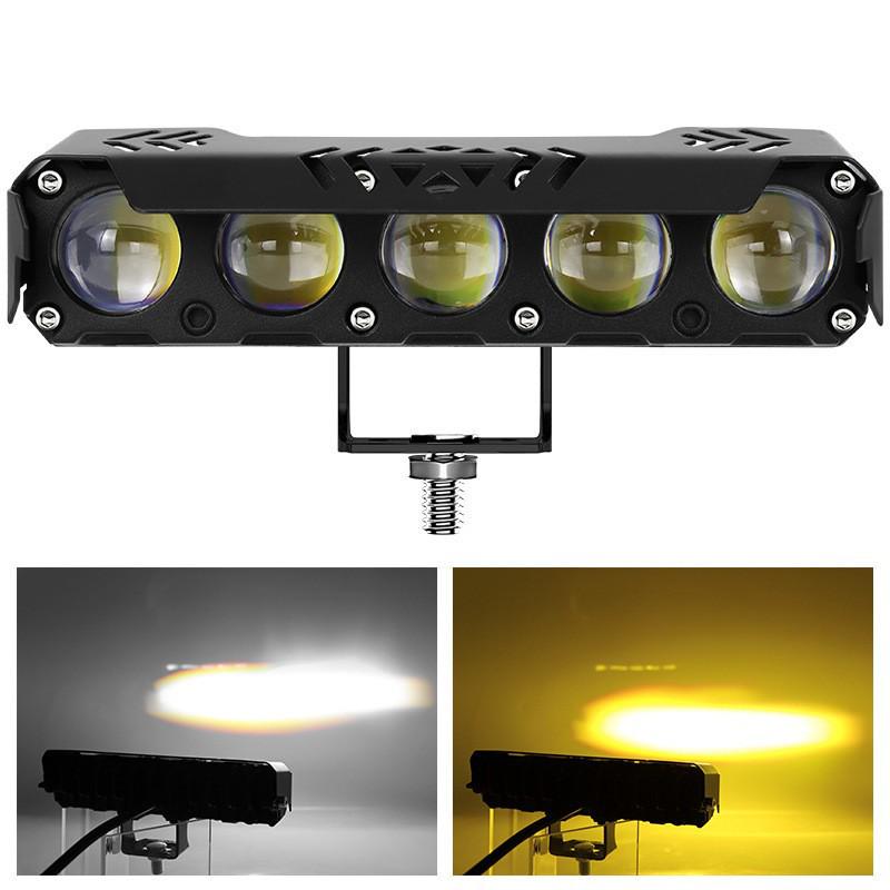 Waterproof LED Motorcycle Spotlight: Yellow/White High-Low Beam Five-Eye Modified Car Lights