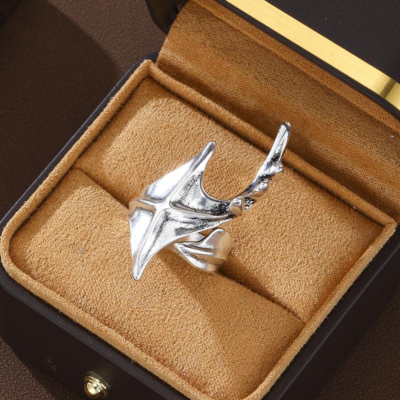 1-piece Fashionable Silver Color Irregular Opening Ring, Men's Personalized Trendy Holiday Party Jewelry Accessories