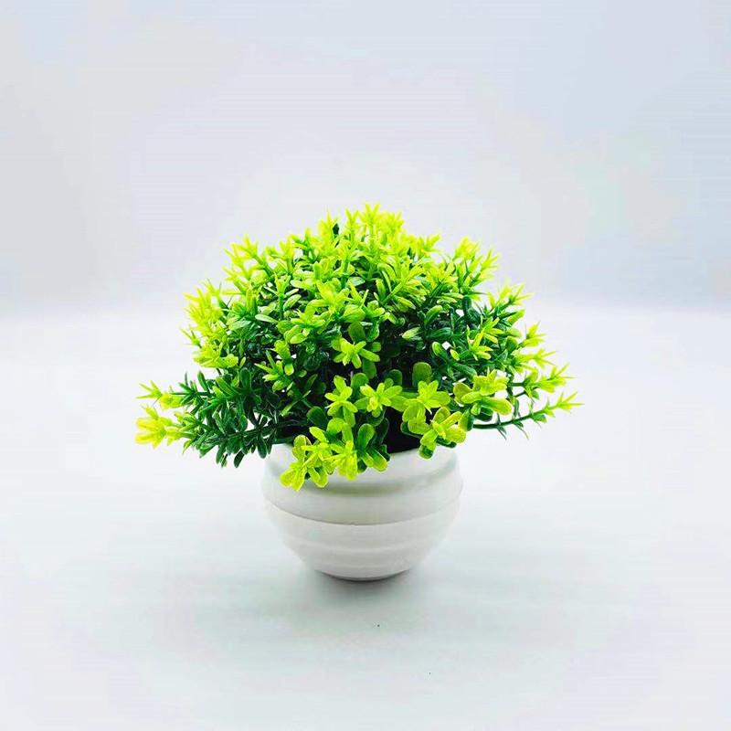 Plantas Artificiales en Maceta Flores Artificiales Adornos Pequeños Hierba de Cuatro Patas Pequeñas Plantas Verdes Hemisféricas