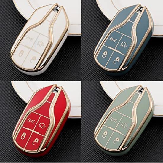 SANRILY Inteligentny Kluczyk Kluczyk Kluczyk Ochrona dla Maserati Premium TPU Silikonowe Etui, Uchwyt, Pokrowiec, Ghibli, Levante, Quattroporte, itp., Ochrona,