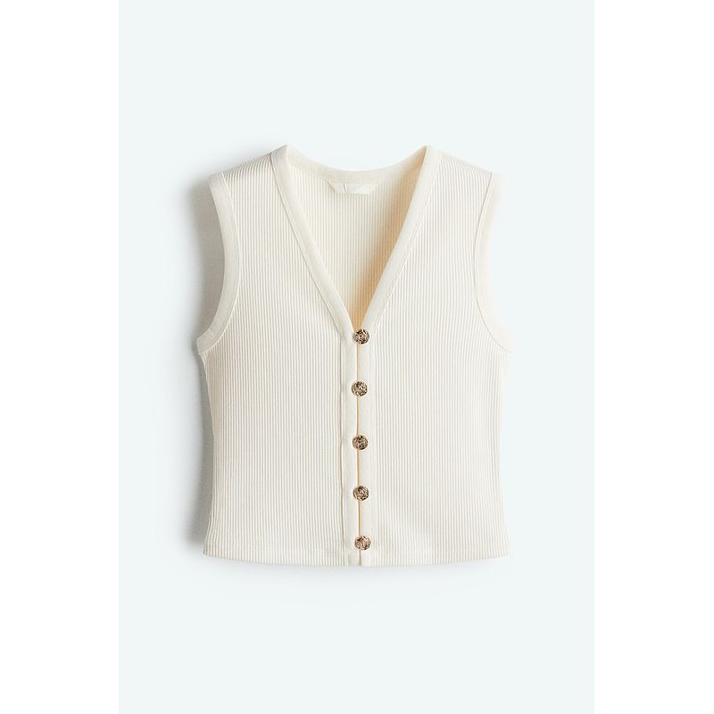 

HM S/S 2025 Women s Vest Fall New Arrival Fashion Front Buckle Wool Sleeveless Tops 1283654 White 165/96(M)