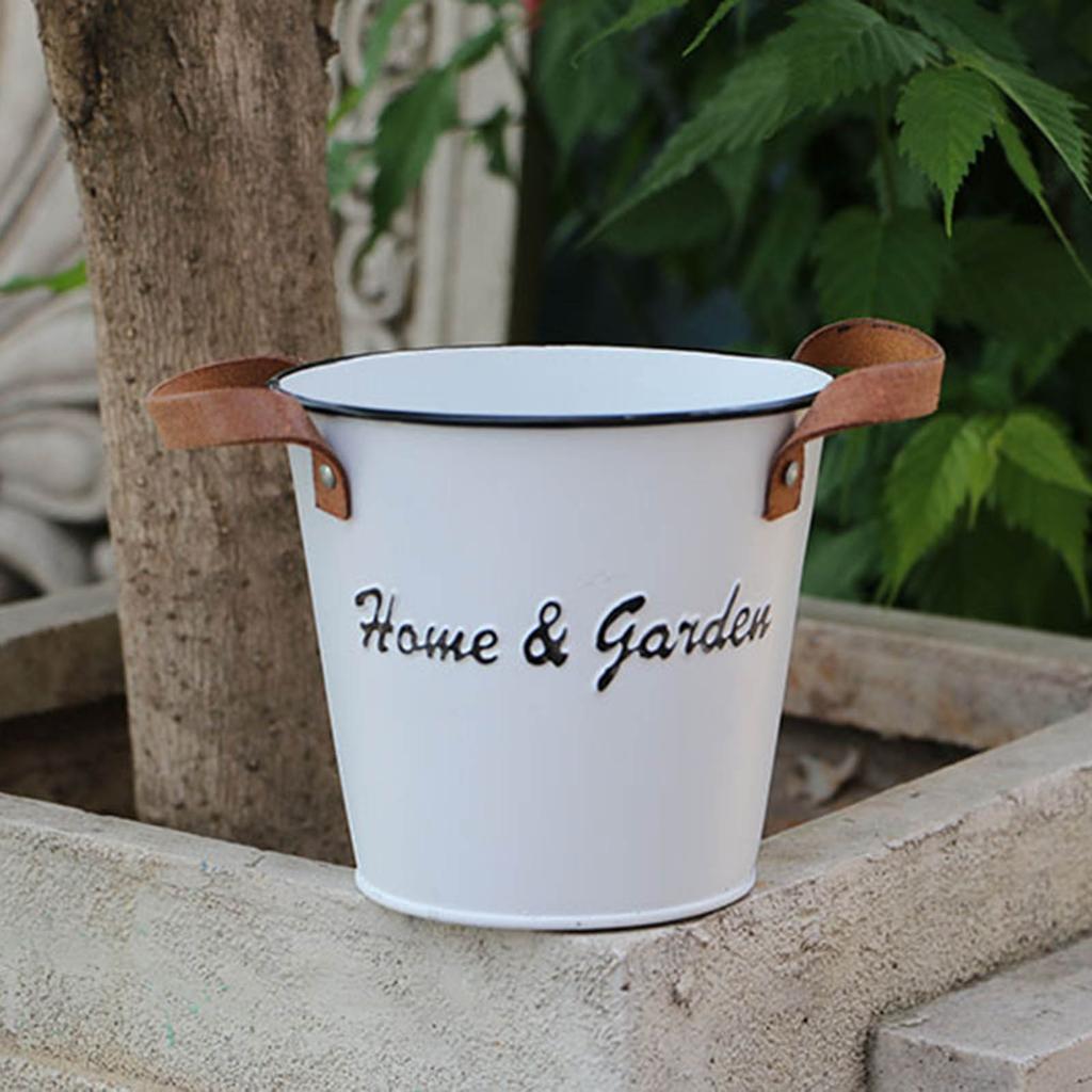 Metal Flower Pot Planters with Handles Decorative Metal Bucket Vintage-Style Country Wedding 13x12cm/5x4.7-inch Durable