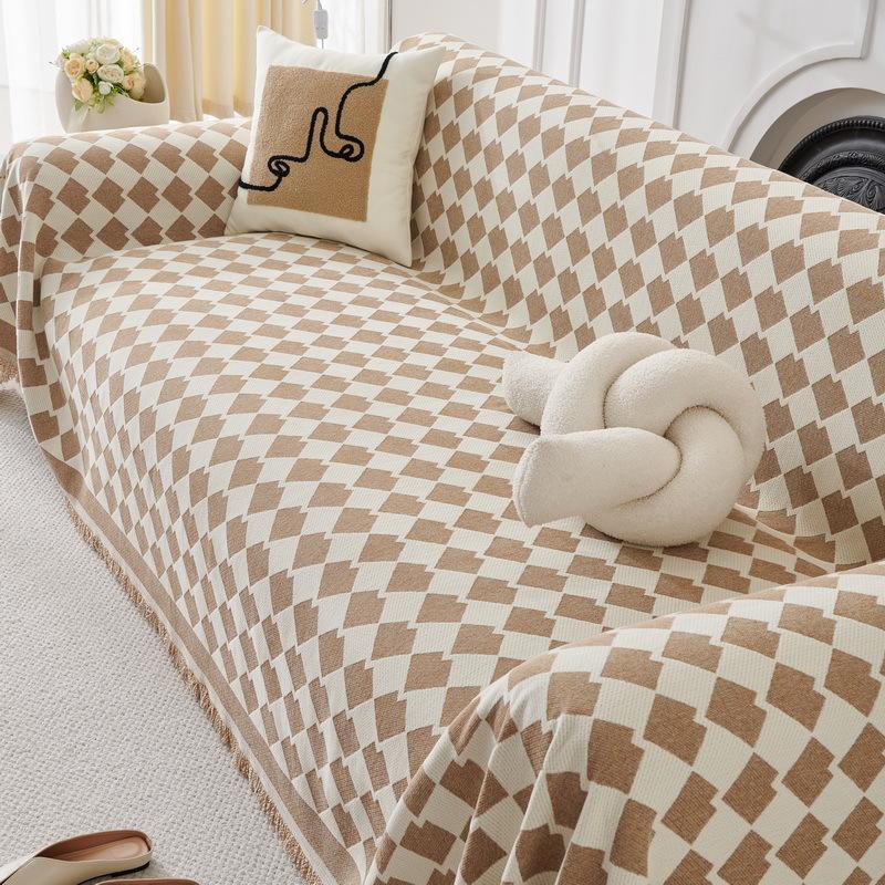Plaid Chenille Sofa Cover Anti-cat Scratch Four-season Universal Sofa Cushion Cover Universal Leather Blanket Full Cover Sofa Towel