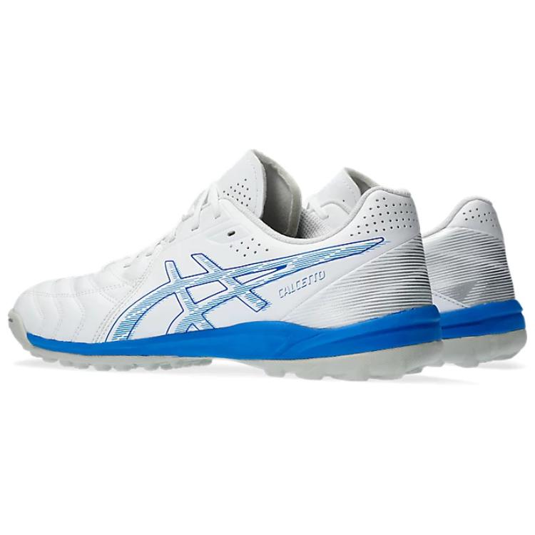 Asics Calcetto Bequem Schlicht TF (Gummistollen) Fußballschuhe Herren Fußballschuhe Weiß Blau 1113A038-101
