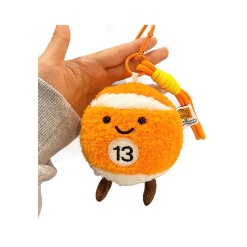 Cartoon Simulation Small Billiard Ball Pendant Ball Plush Toy Bag Doll Keychain Hanging Desktop Ornament