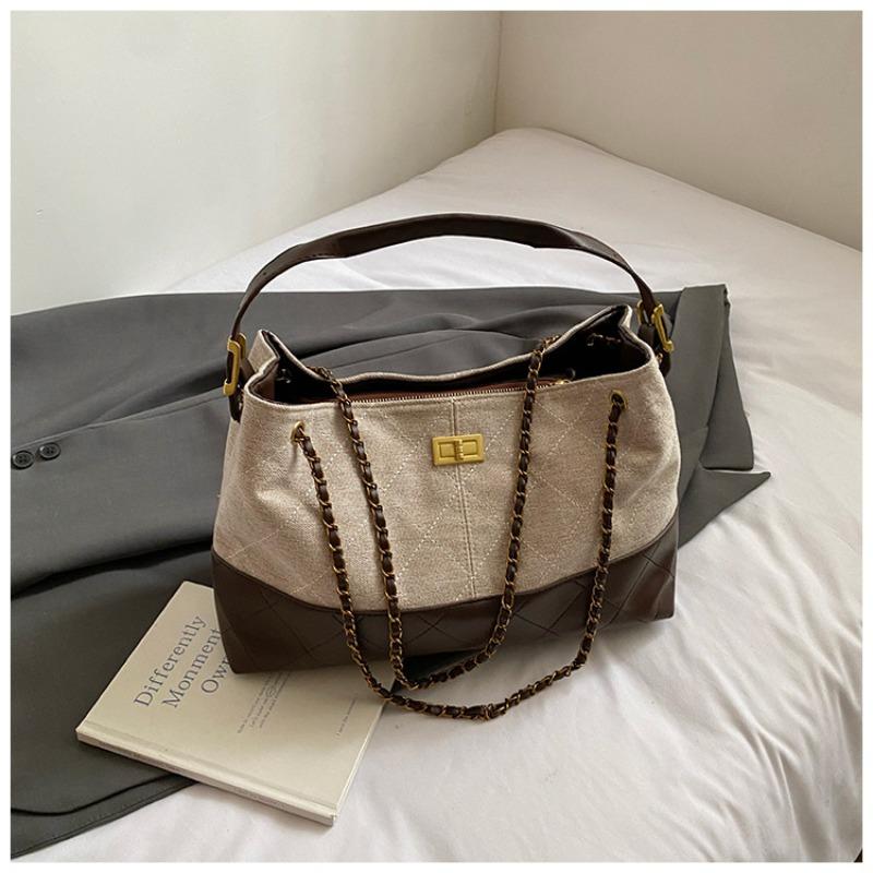 

New women s bag men s bag commuter versatile bag bucket chain embroidered thread rhombus bag portable shoulder messenger tote bag