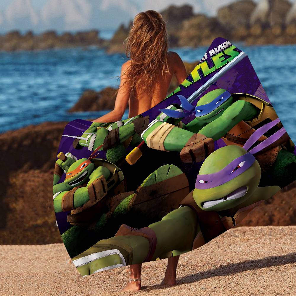 Cartoon N-Ninja Turtles Microfiber Printed Beach Towel Mountain Climbing Yoga Beach Swimming Running Absorbent Soft Towel