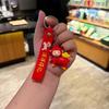 Soft Wrist Lanyard Cartoon Red Sheep Keychain 3D Fluffy Doll Pendant Comfortable Key Holder for Daily Bag Accessory