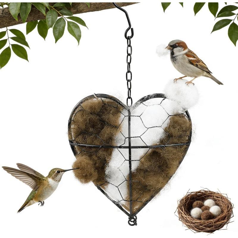 1PC Bird Nesting Heart Outdoor Yard Art