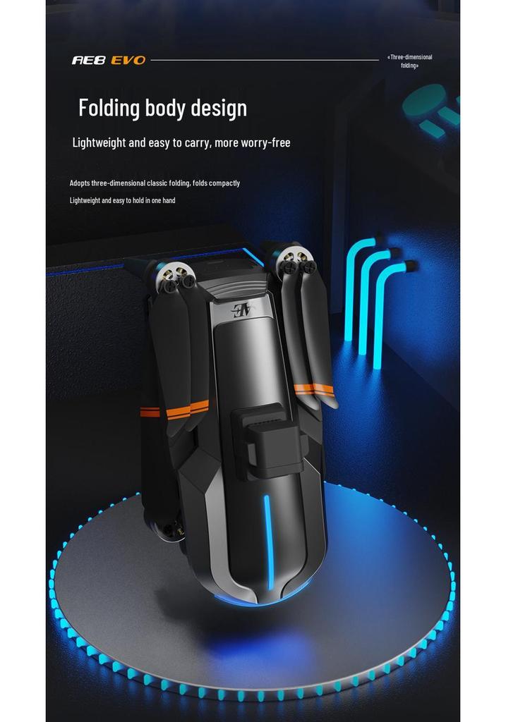 AE8EVO Drone with Screen Control, Brushless Motors, HD Camera, GPS, Foldable Design, Intelligent Obstacle Avoidance, and Remote Display