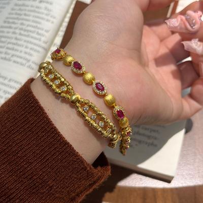 Retro Old Money Wind Cat Eye Handmade Woven Lace Bracelet Exquisite High-End Pull-Out Jewelry
