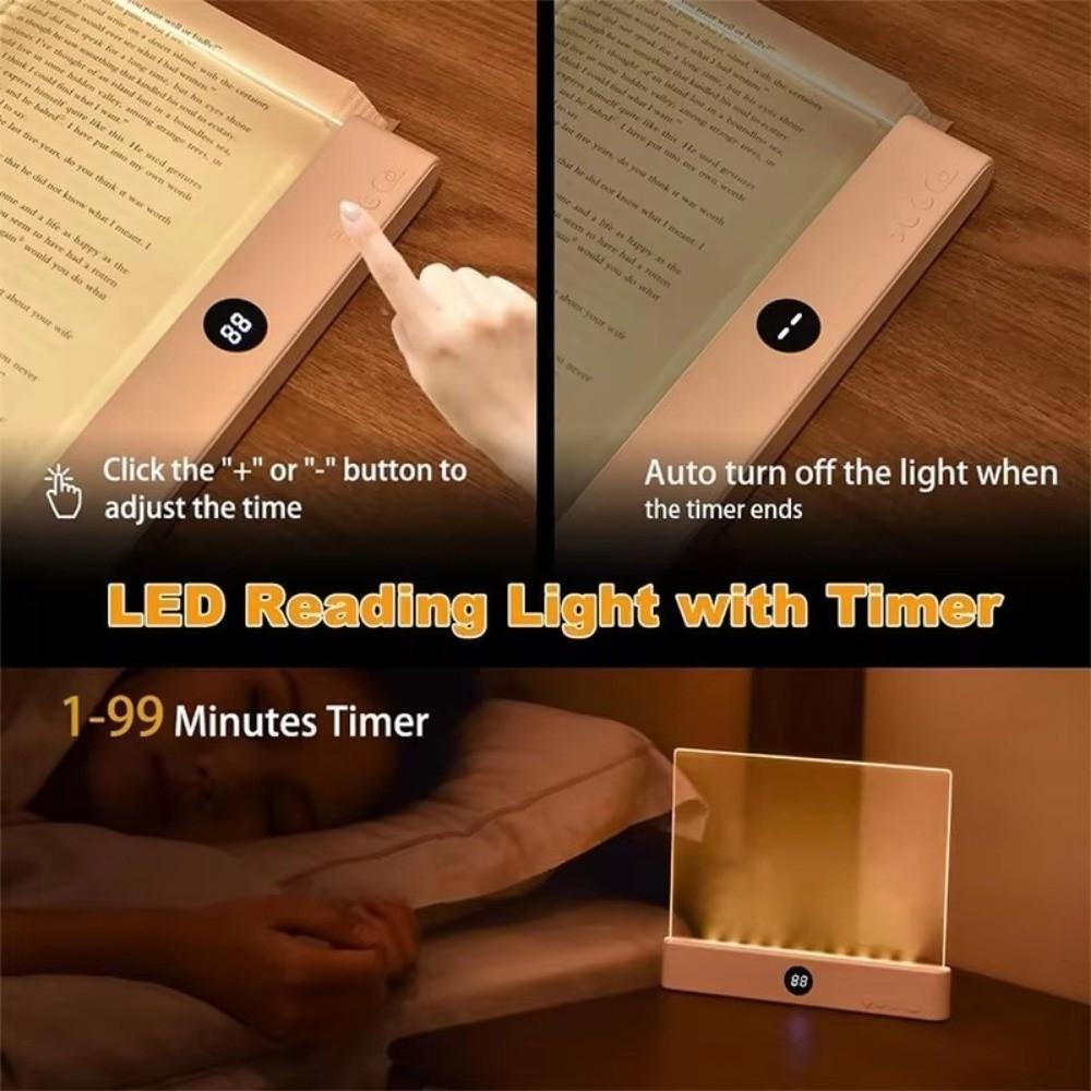 Eye-Caring Design LED Panel Book Light USB Rechargeable 3 Colors Light Clear LED Flat Light Timer Function