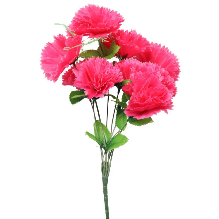 Bouquet of 9 carnations with tendrils, pink