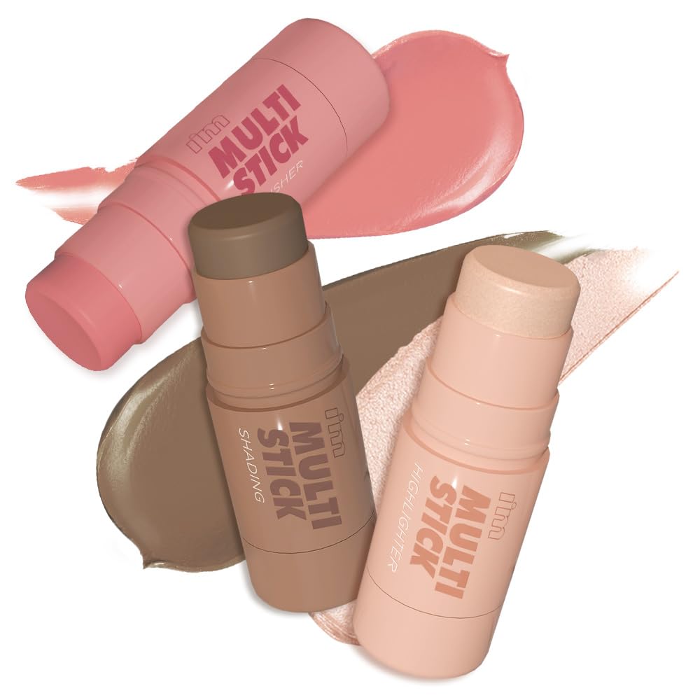 

[i m meme Official Store] Multi Stick Best Trio 3-piece set of shading, cheek, and highlighter Bliss Mauve, Light Cool Bronzer, and Champagne Gold