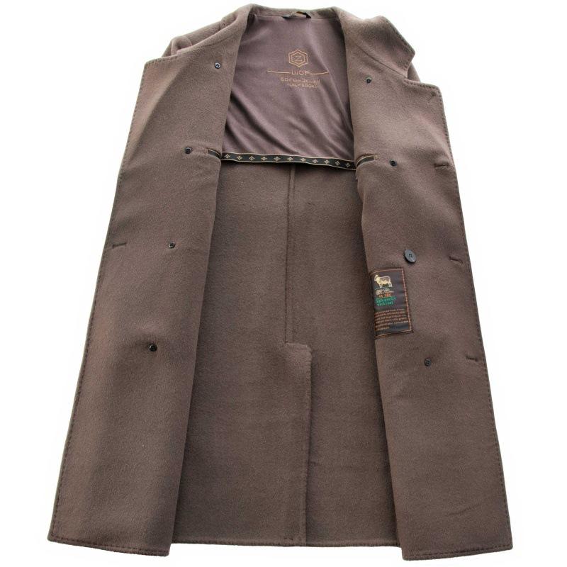 High-end Men's Woolen Coat Double-breasted Fashionable Woolen Windbreaker Long Middle-aged Casual Suit Jacket for Men