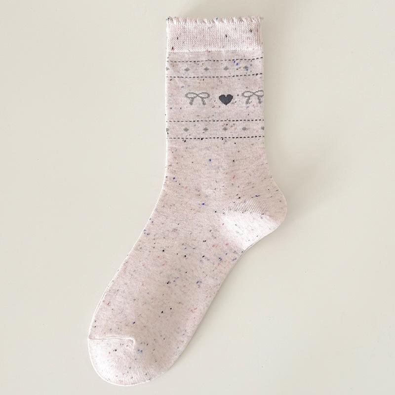 Socks Pure Cotton Tube Socks Season Idea Yarn Bow Love Cute Lace Cotton Stacking Socks