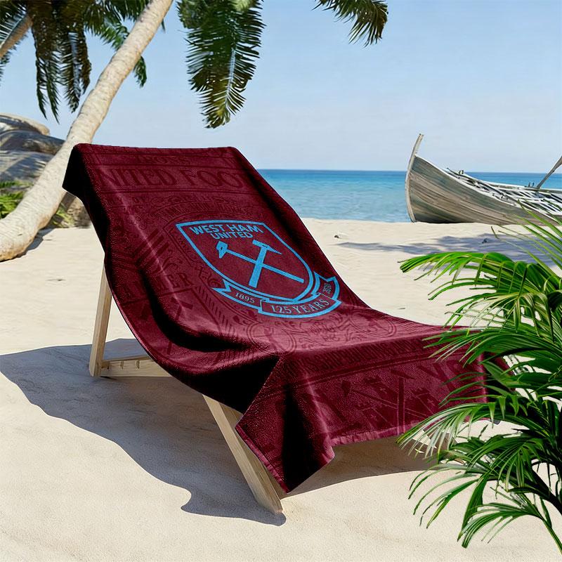 West Ham Logo Aufdruck Strandtuch, Großes Weiches Schnelltrocknendes Handtuch für Strand Camping Schwimmen