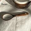 Unique Textured Breakfast Bowl Vintage Coconut Shell Ceramic Mug, Handmade Irregular Coffee Cup with Spoon, Cereal Mug Rustic Texture Oatmeal Tea for