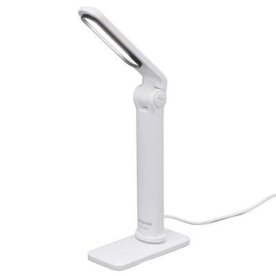 LED Desk Lamp LDL-203H-W, Stepless Dimming, Adjustable Angle, Glare Guard, USB-Powered, Compact, Lightweight, White