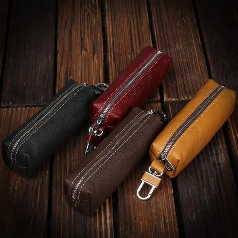 Echtes Kuhleder Männer Frauen Schlüsseltasche Kleines Geschäft Kay Fall Frauen Haushälterinnen Großhandel Geldbörse Schlüsselbund Schlüsselbund Brieftasche