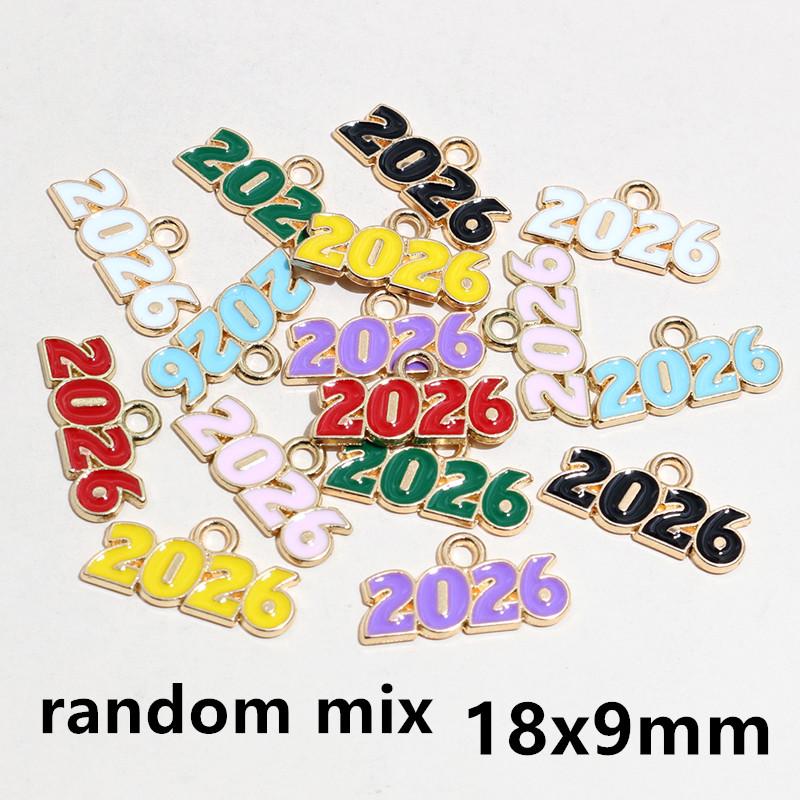 20pcs Enamel Fish Year Number 2026 Charms Pendant DIY Jewelry Making Craft Accessories for Earrings Necklace Bracelet Keychains