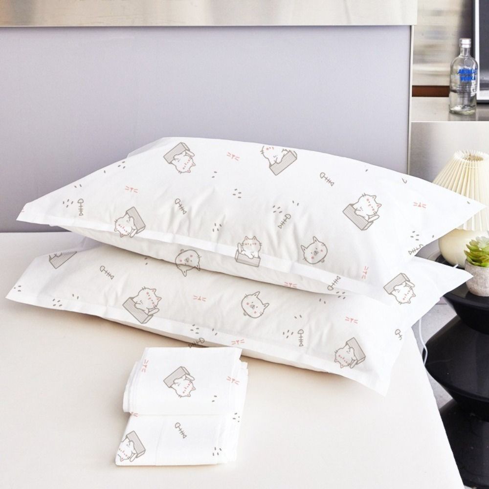 10 Pcs/ Set Kitten Printing Hotel Pillowcase Breathable Travel Pillowcase Disposable Pillow Cover