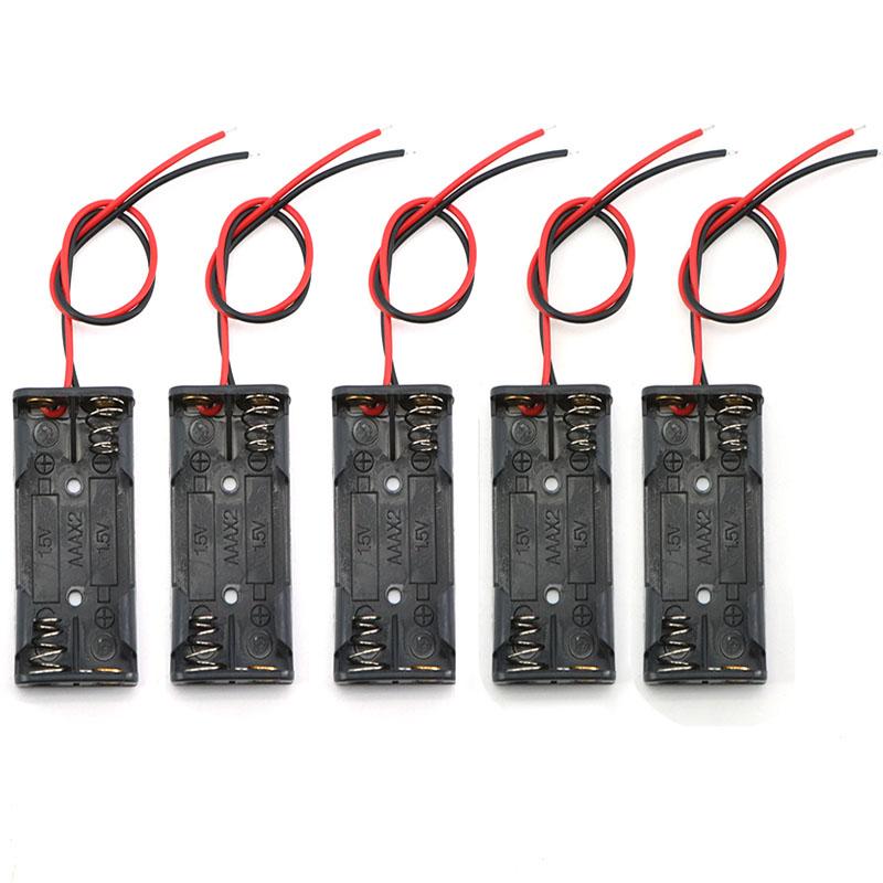 2pcs/5pcs 1.5V Slot AAA Battery Case Battery Box AAA Battery Holder With Leads Wire With 2 4 Slots AAA 3A 6v 2x1.5v 4x1.5v