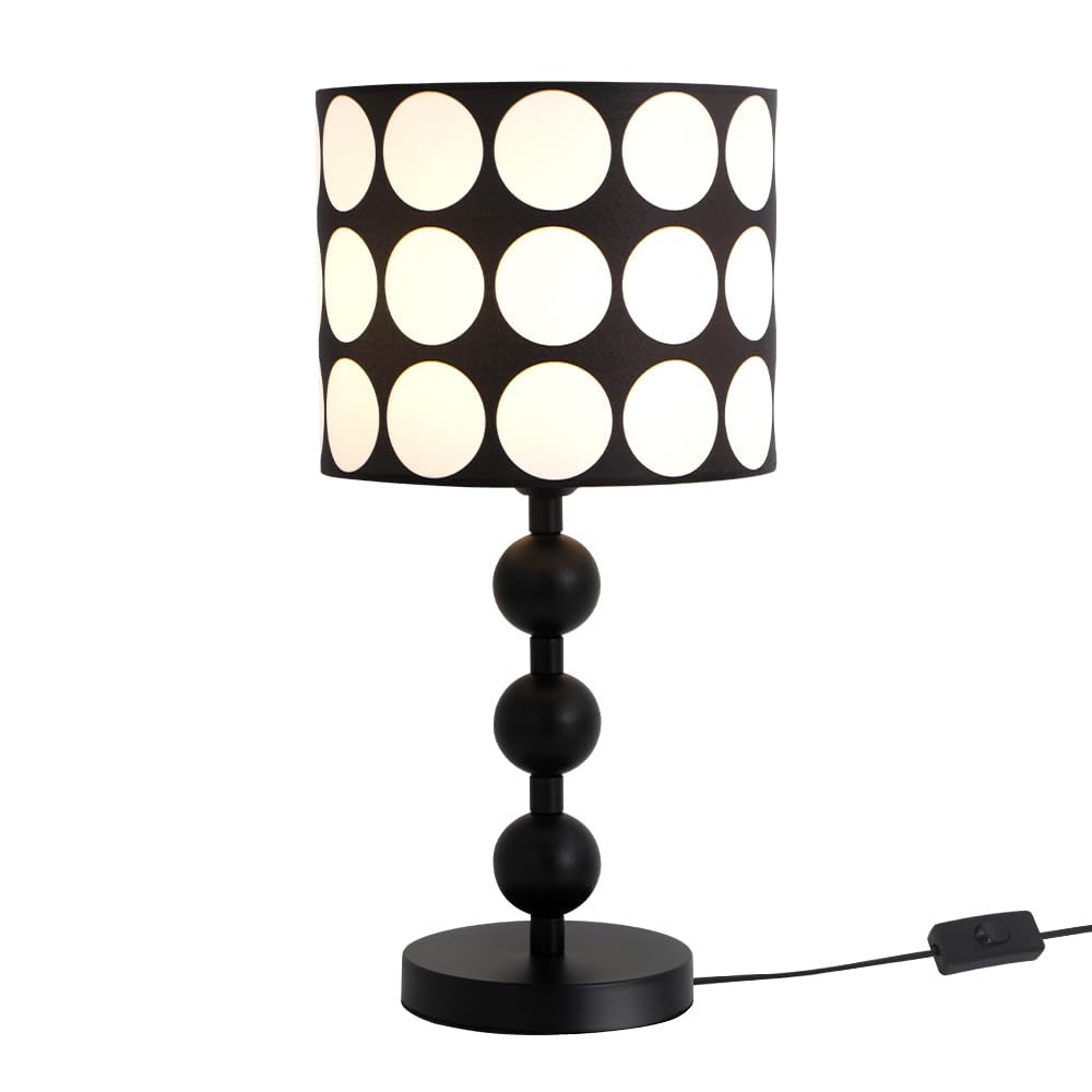 Modern LED Bedside Lamp with Unique Fabric Shade, 19.69-inch Cable, Bedroom Desk Light, E26 Base for Home Decor, Study, and Work Lighting