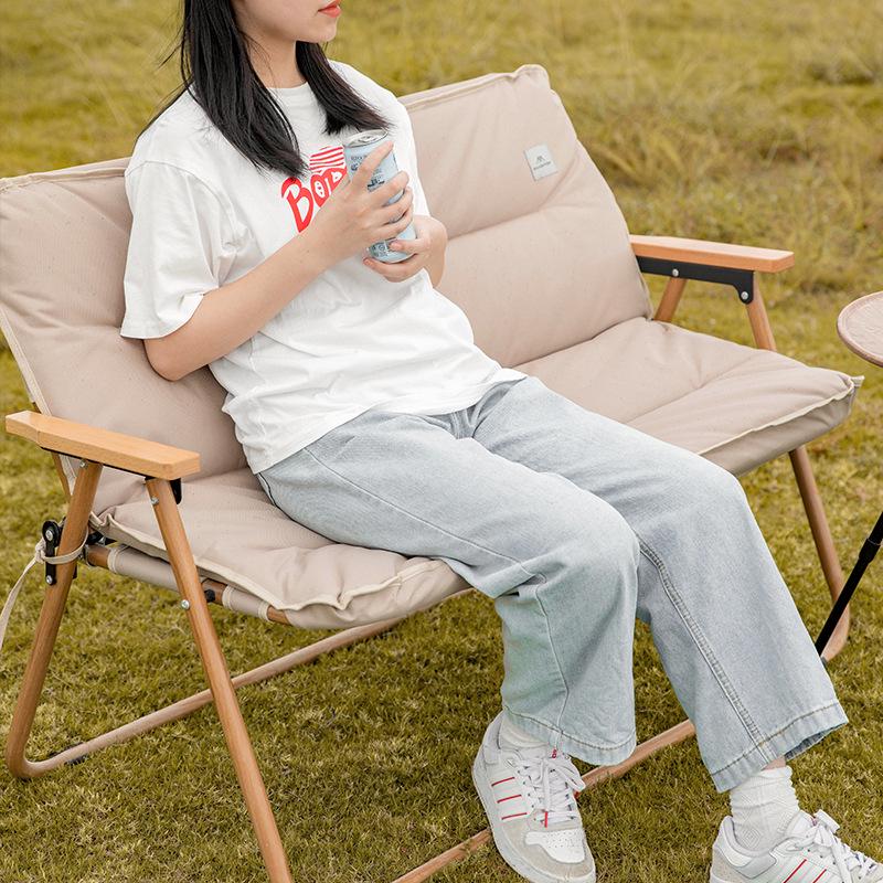 Mountain Outdoor Double Camping Chair with 600D Oxford Cushion - Soft, Comfortable, and Thick Silk Cotton Filling.