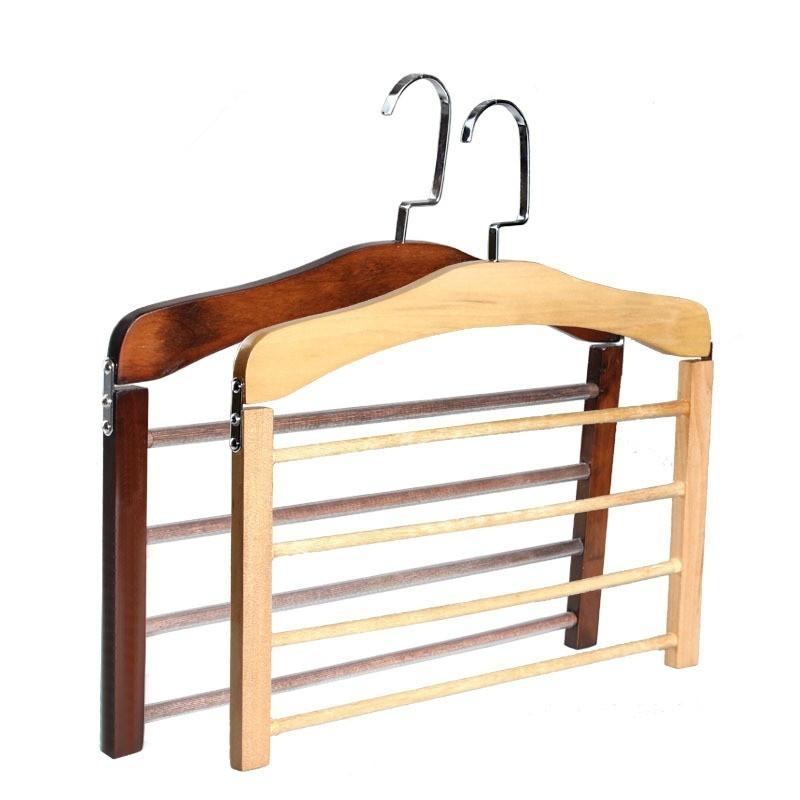 Wooden Towels Organizer 4 Tier Storage for Pants Non Slip Closet Scarves Clothes Rack Home Trousers