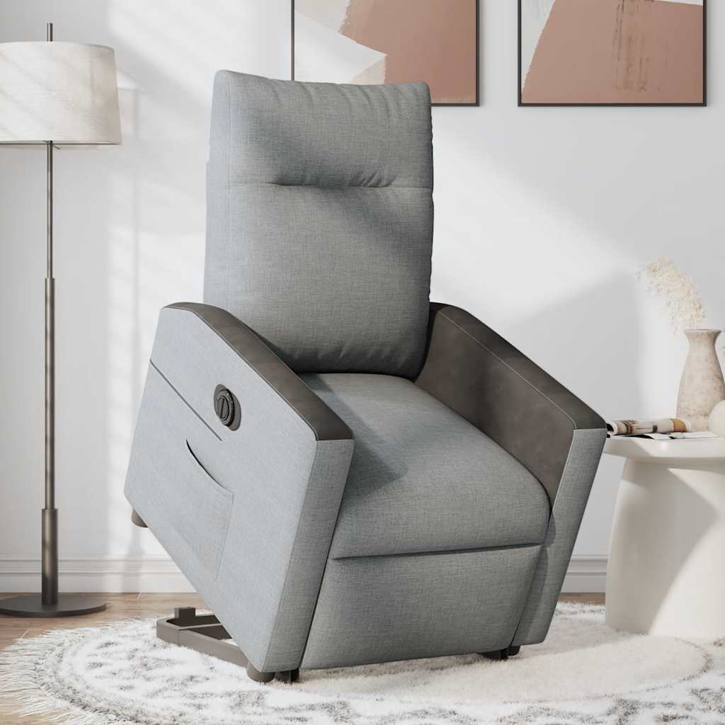 Electric Recliner Chair with Rising Function Light Grey Fabric
