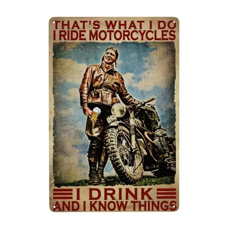 Vintage Motorcycle Metal Tin Signs Decor Wall Art Coffee Bar Vintage Metal Tin Sign Office Home Toilet Signs Wall Decor Pictures