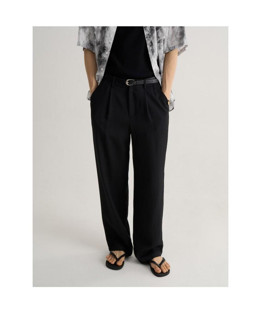 8seconds Rayon Blended Wide Fit Elastic Waist Pants Black