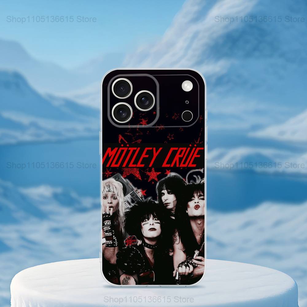 Band M-MOTLEY C-Crue Rock For iPhone 16,13,12,11,17,14,15,Pro,Max,Plus,X,XS,XR,SE,Mini Transparent Soft Silicone Case