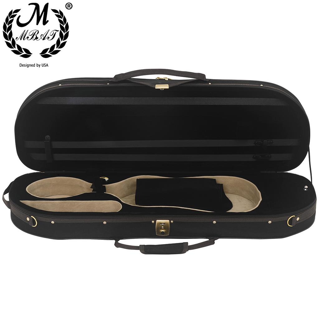 M MBAT 4/4 Violin Storage Case Simple Black Organiser with Strap Portable Canvas Violin Suitcase Professional Violin Accessories