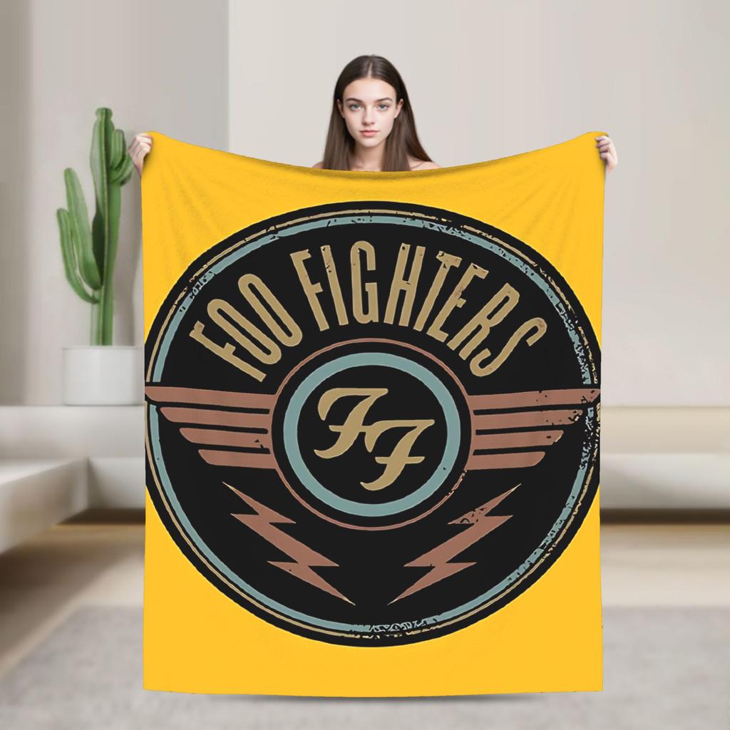 Fools Band F-Fighters Flannel Blanket Soft Durable Throw Blanket for Outdoor Travel Novelty Bedspread Sofa Bed Cover
