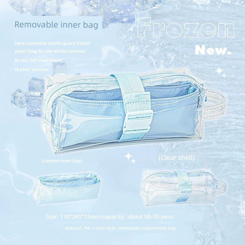 

Soft Set Pencil Case Large Capacity Removable Double Layer Stationery Case Minimalist Junior High School Girls Transparent Pencil Case Pencil Case FROZEN(2023 New arrival! Removable)