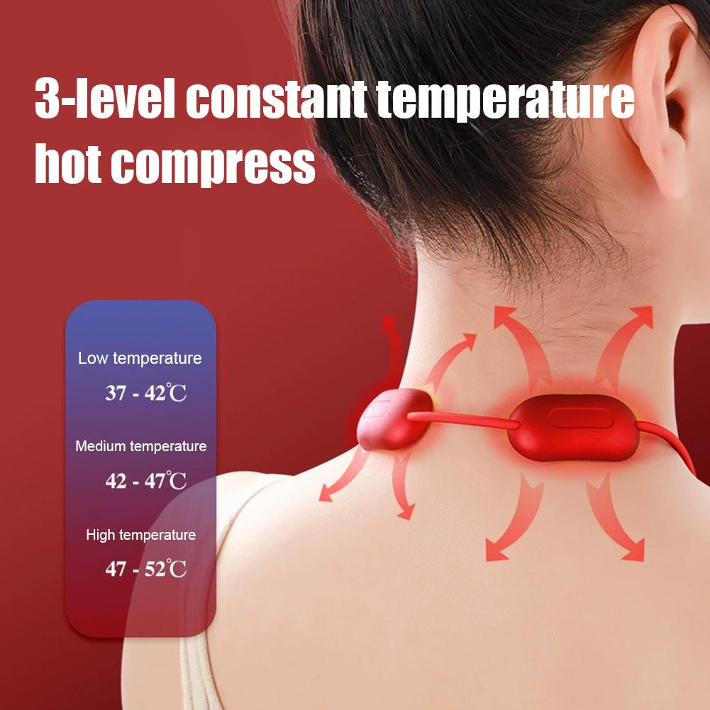 Mini Hanging Smart Cervical Spine Massager Portable Neck Protector Multiple Modes Pulse Hot Compress Care Relax Neck Shoulder
