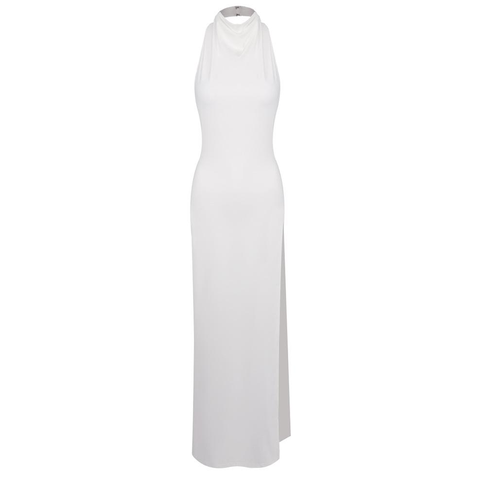 

Elegant White High-Slit Slim Fit Evening Gown for Weddings and Photoshoots L белый